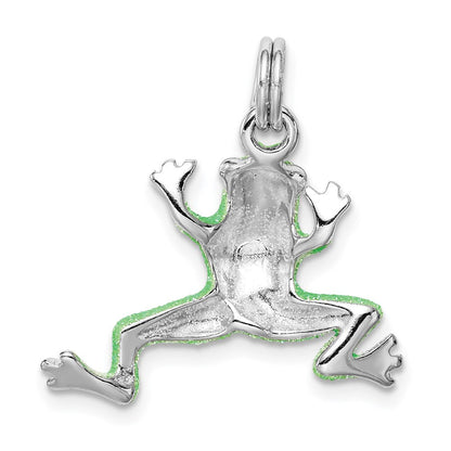 Sterlingsilber Rhodium-platedgreen Emaille Frosch Charm