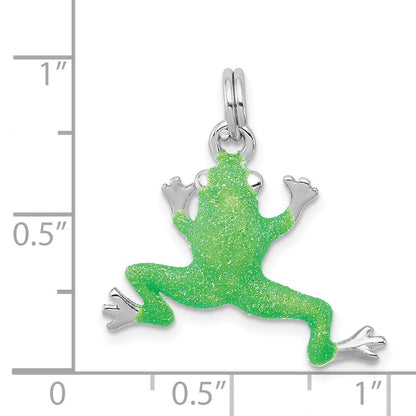 Sterlingsilber Rhodium-platedgreen Emaille Frosch Charm