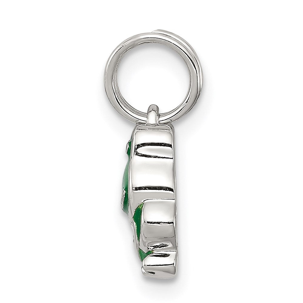 Sterlingsilber Rhodiniert Grün Emailliert Frosch Charm