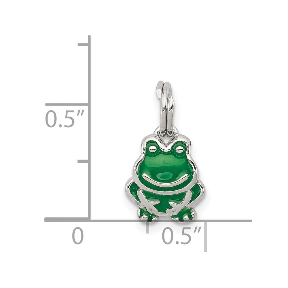 Sterlingsilber Rhodiniert Grün Emailliert Frosch Charm