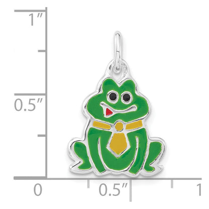 Sterlingsilber Poliert Mehrfarbig Emailliert Frosch Charm