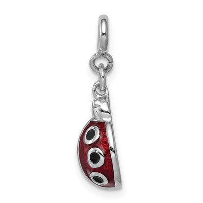 Sterlingsilber Rhodiniert Rot und Schwarz Emailliert Damen Bug Charm