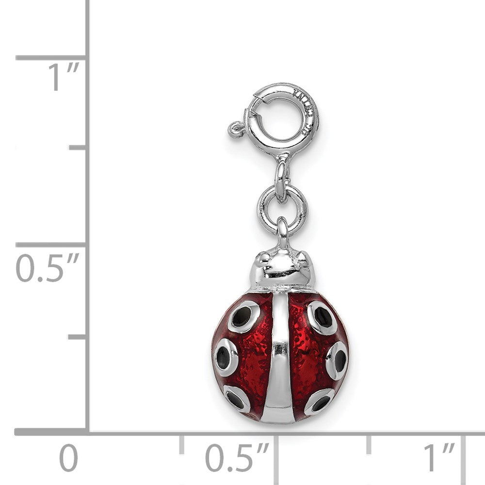 Sterlingsilber Rhodiniert Rot und Schwarz Emailliert Damen Bug Charm