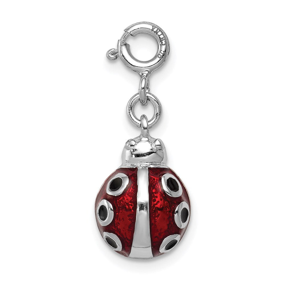 Sterlingsilber Rhodiniert Rot und Schwarz Emailliert Damen Bug Charm