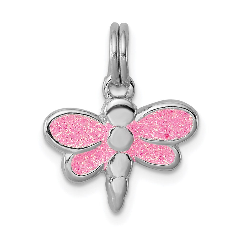 Sterlingsilber Rhodium-platedglitter Emaille Libelle Charm