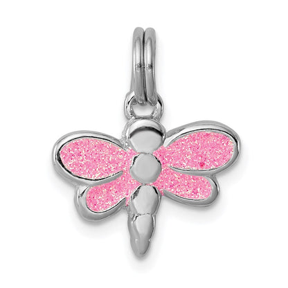 Sterlingsilber Rhodium-platedglitter Emaille Libelle Charm