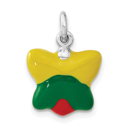 Sterlingsilber Poliert Emailliert Schmetterling Charm