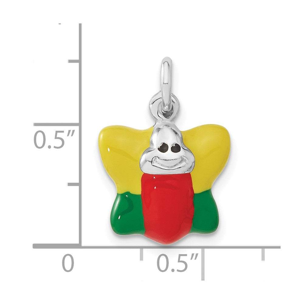 Sterlingsilber Poliert Emailliert Schmetterling Charm