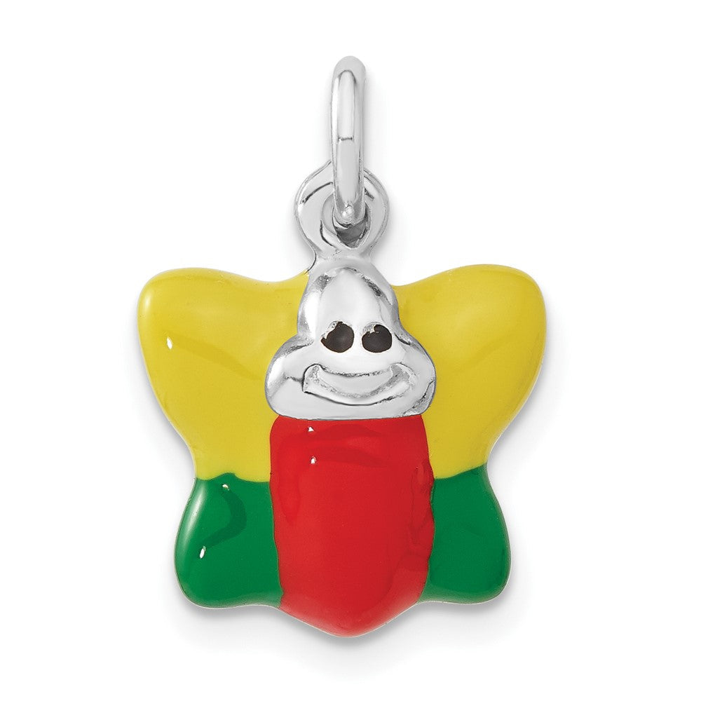 Sterlingsilber Poliert Emailliert Schmetterling Charm