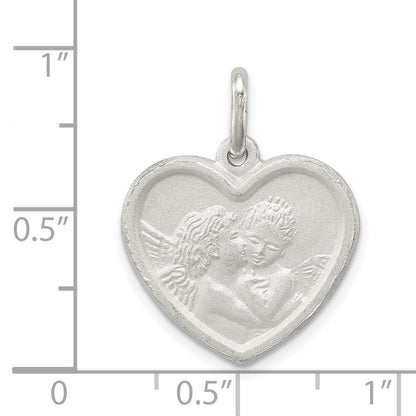 Sterlingsilber Satiniert Engel Herz Charm