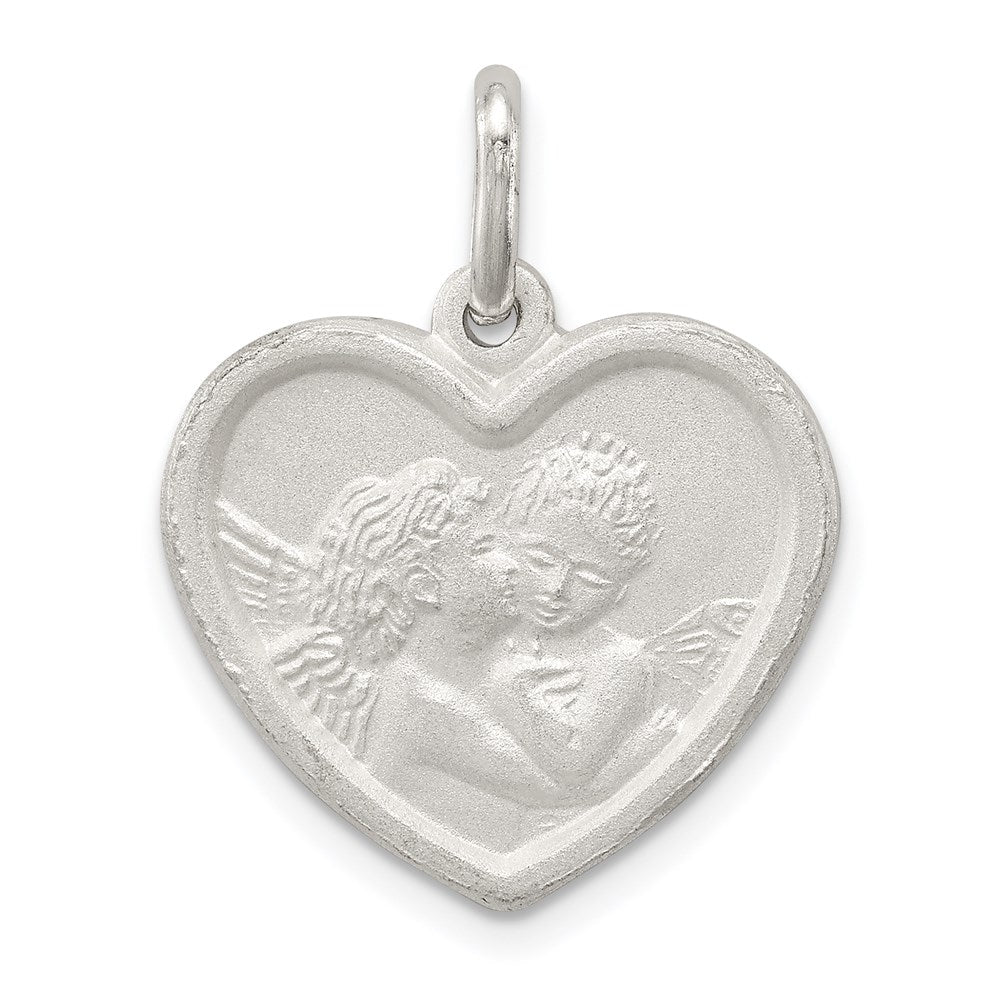 Sterlingsilber Satiniert Engel Herz Charm