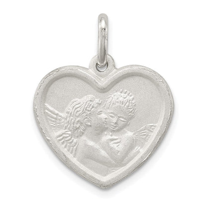 Sterlingsilber Satiniert Engel Herz Charm