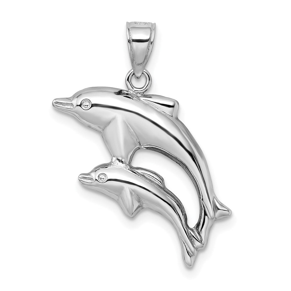Sterlingsilber Rhodiniert Poliert Dolphins Anhänger