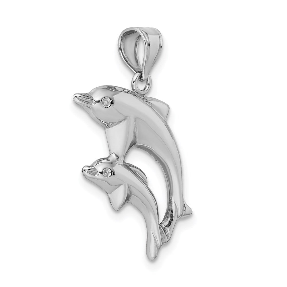 Sterlingsilber Rhodiniert Poliert Dolphins Anhänger