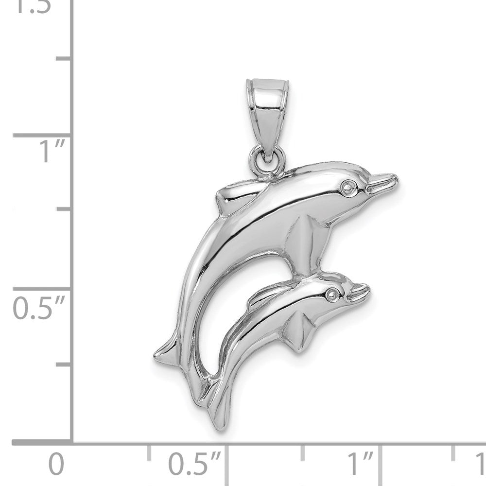 Sterlingsilber Rhodiniert Poliert Dolphins Anhänger
