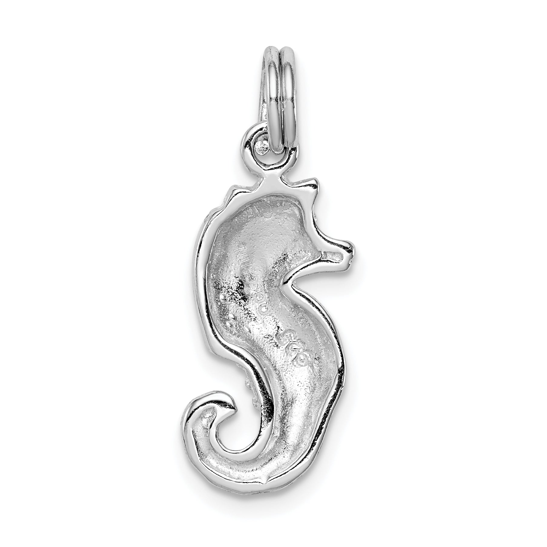 Sterlingsilber Rhodiniert Grün Glitzer Emaille Seepferdchen Charm