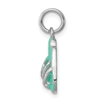 Sterlingsilber Rhodium-platedgreen Emaille Flip Flops Charm
