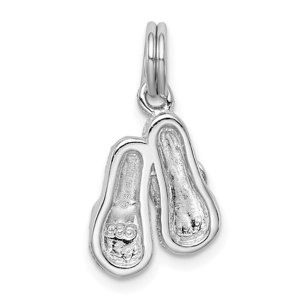 Sterlingsilber Rhodium-platedgreen Emaille Flip Flops Charm