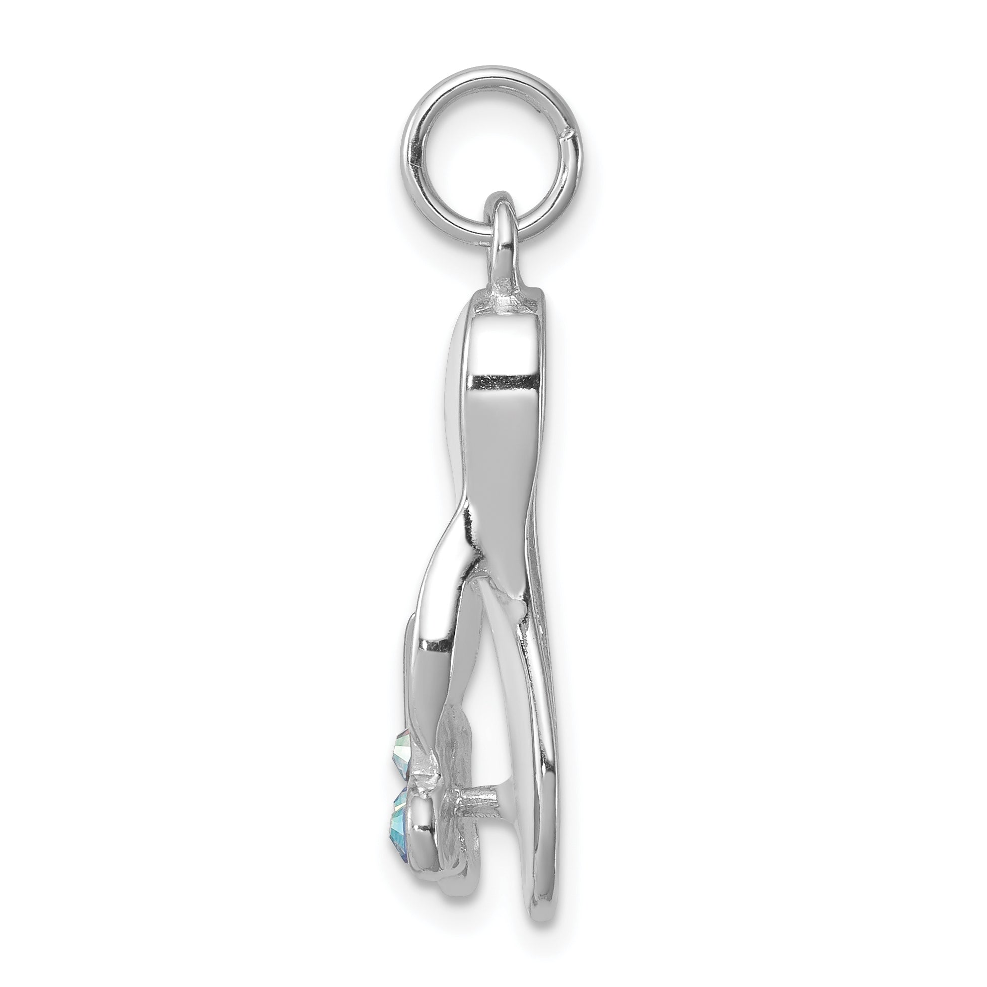 Sterlingsilber Rhodium-platedcz Schmetterling Emaille Sandal Charm