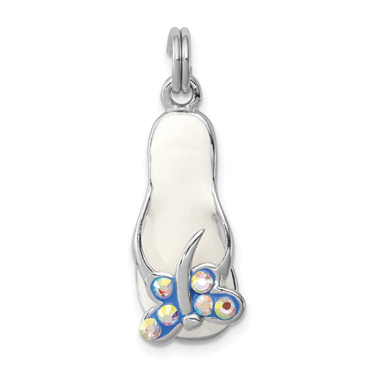 Sterlingsilber Rhodium-platedcz Schmetterling Emaille Sandal Charm