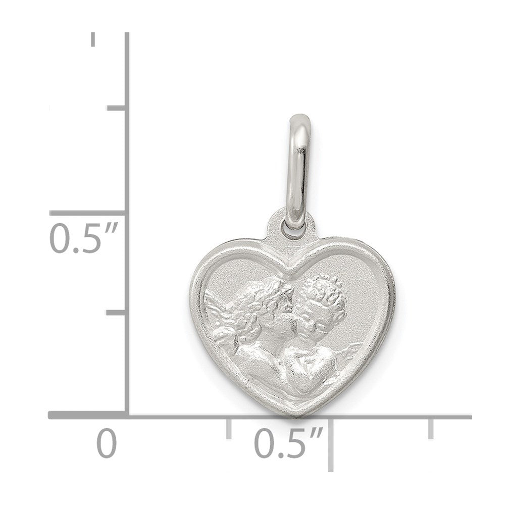 Sterlingsilber Satiniert Engel Herz Charm