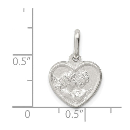 Sterlingsilber Satiniert Engel Herz Charm