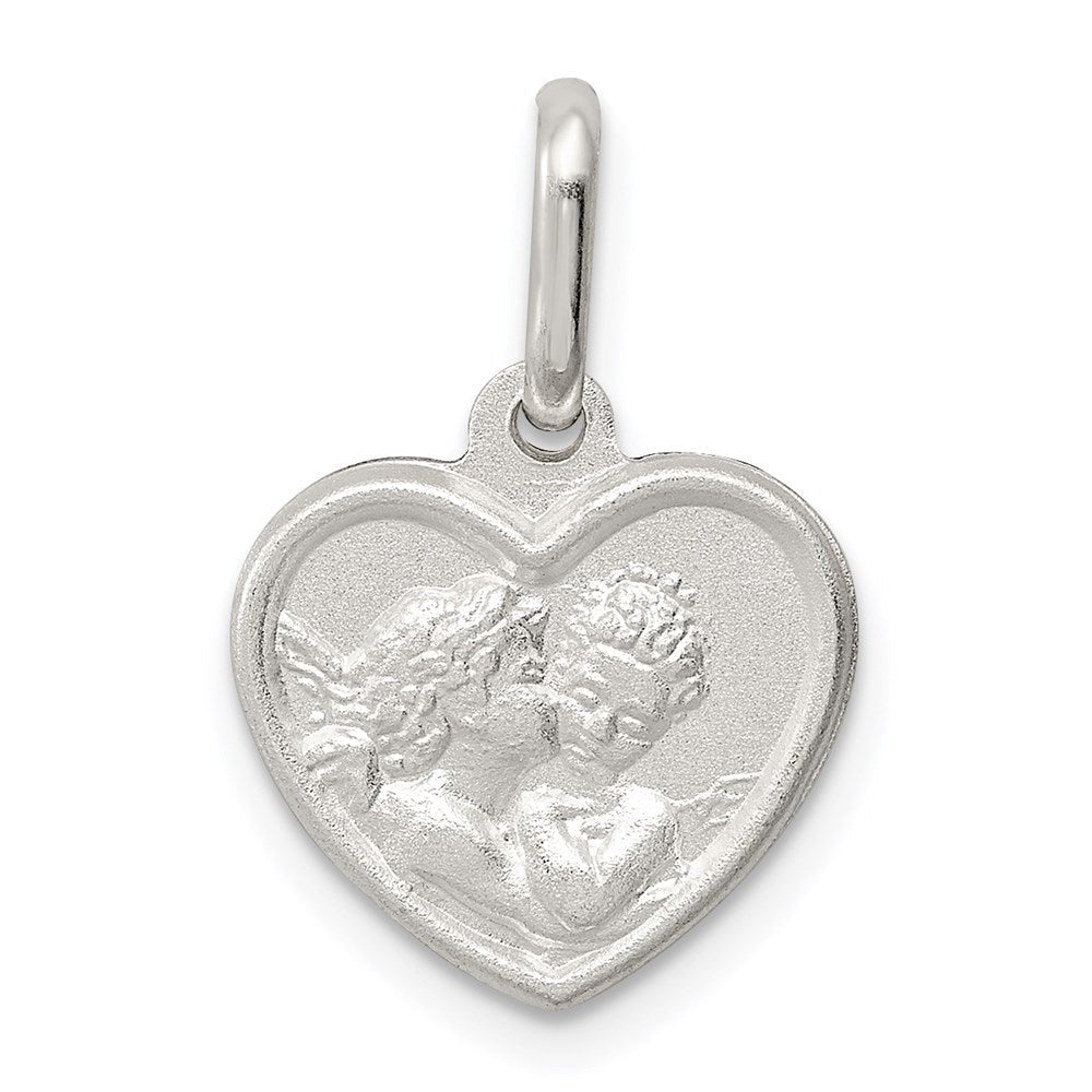 Sterlingsilber Satiniert Engel Herz Charm