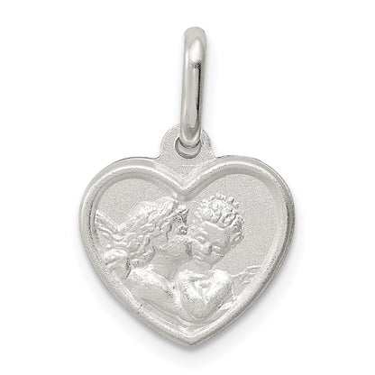 Sterlingsilber Satiniert Engel Herz Charm