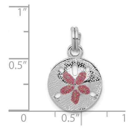 Sterlingsilber Rhodiniert Poliert Emailliert Sand Dollar Charm