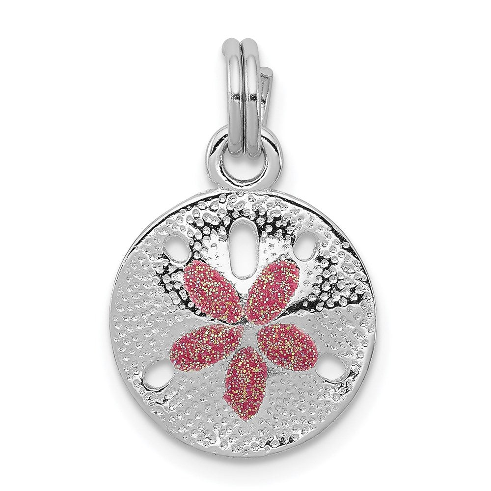 Sterlingsilber Rhodiniert Poliert Emailliert Sand Dollar Charm