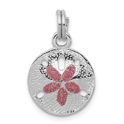 Sterlingsilber Rhodiniert Poliert Emailliert Sand Dollar Charm
