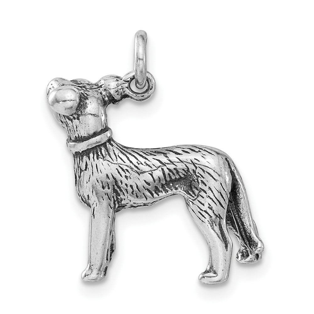 Sterlingsilber 3-d Poliert & Antikisiert Hund Charm