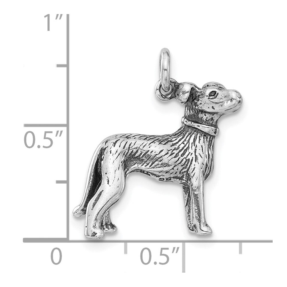 Sterlingsilber 3-d Poliert & Antikisiert Hund Charm