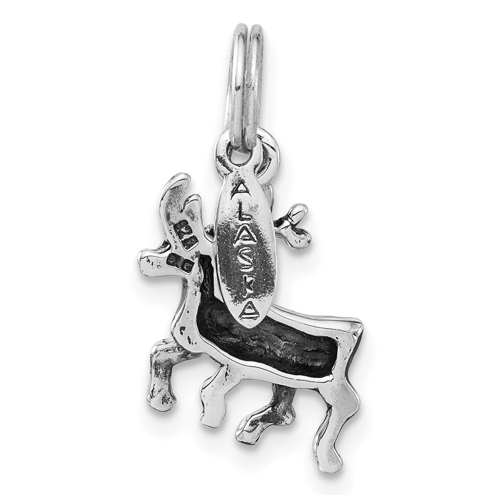 Sterlingsilber Poliert & Antikisiert Alaska Moose Charm