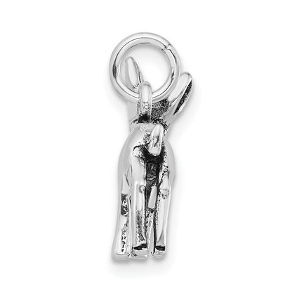 Sterlingsilber 3-d Poliert & Antikisiert Baby Fawn Charm
