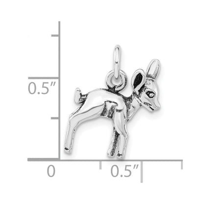 Sterlingsilber 3-d Poliert & Antikisiert Baby Fawn Charm