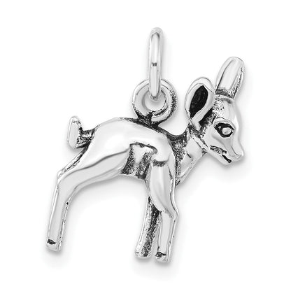 Sterlingsilber 3-d Poliert & Antikisiert Baby Fawn Charm