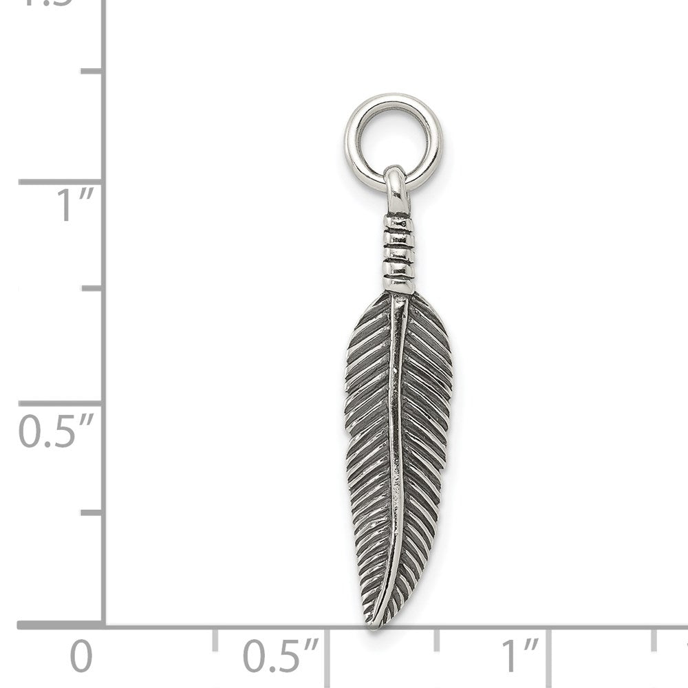 Sterlingsilber Antikisiert Feder Charm