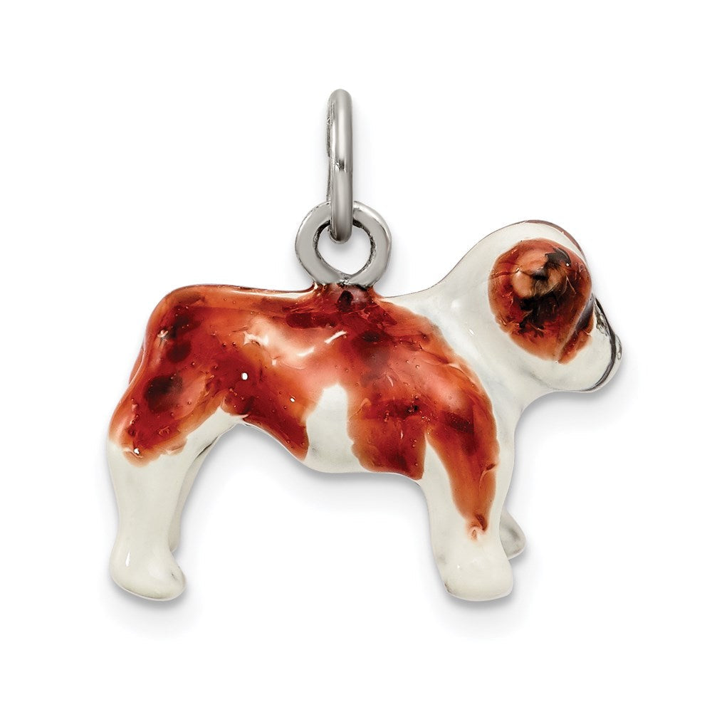 Sterlingsilber Emailliert Bulldog Charm