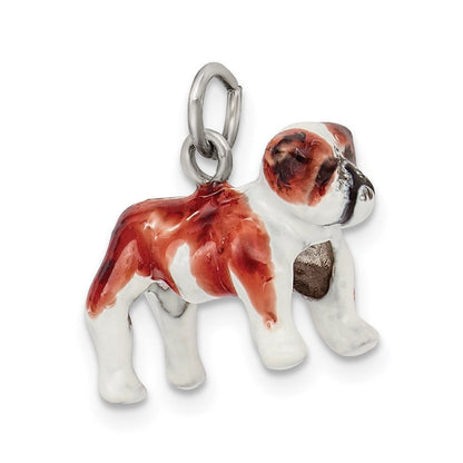 Sterlingsilber Emailliert Bulldog Charm