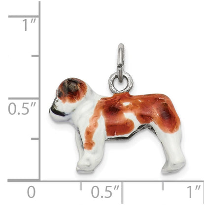 Sterlingsilber Emailliert Bulldog Charm