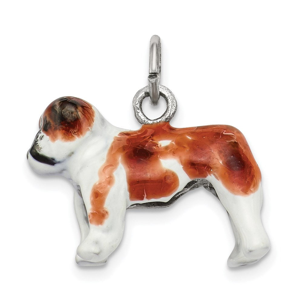 Sterlingsilber Emailliert Bulldog Charm