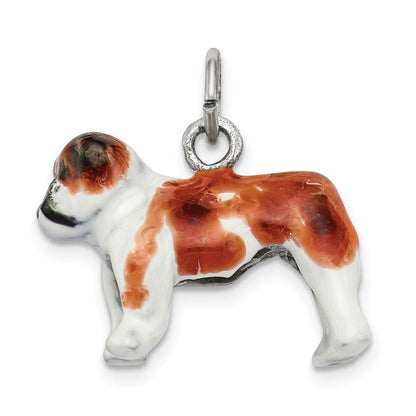 Sterlingsilber Emailliert Bulldog Charm