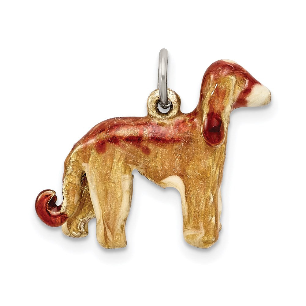 Sterlingsilber Emailliert Afghan Hund Charm