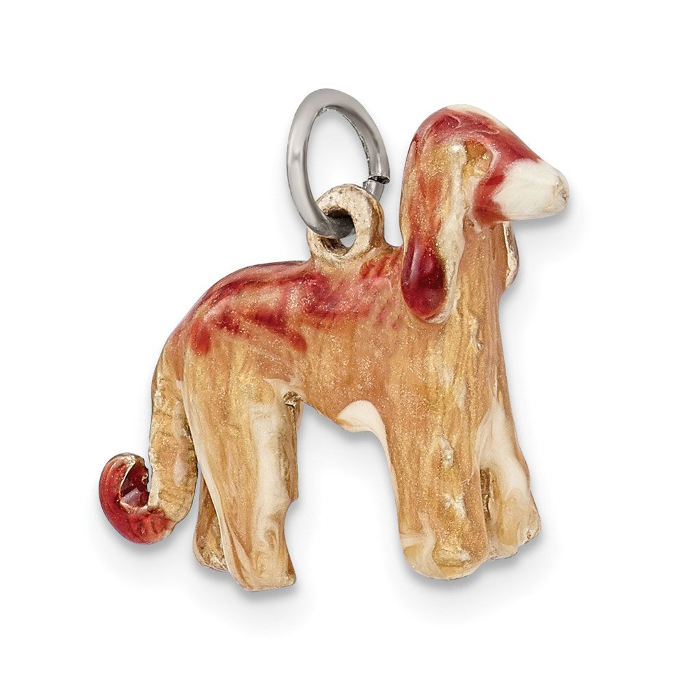 Sterlingsilber Emailliert Afghan Hund Charm