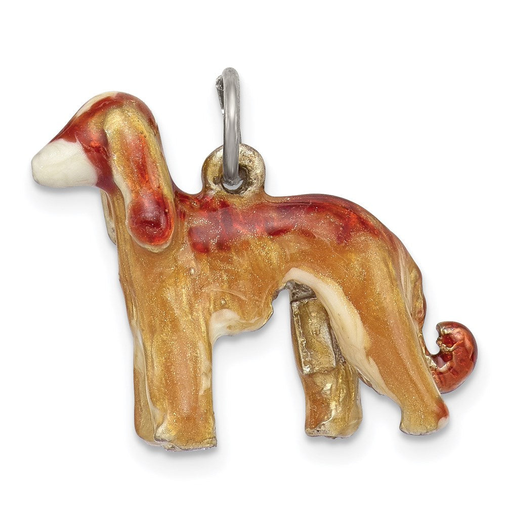 Sterlingsilber Emailliert Afghan Hund Charm