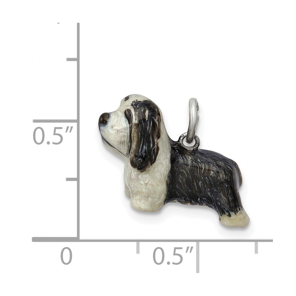 Sterlingsilber Emailliert Bearded Collie Charm