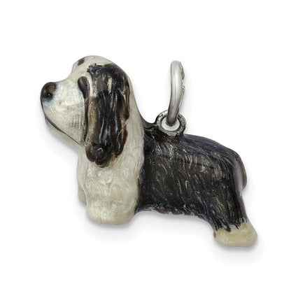 Sterlingsilber Emailliert Bearded Collie Charm