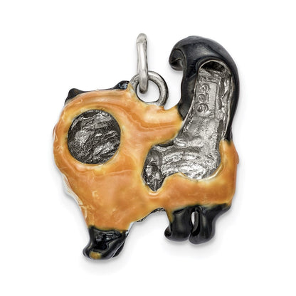 Sterlingsilber Emailliert Calico Katze Charm