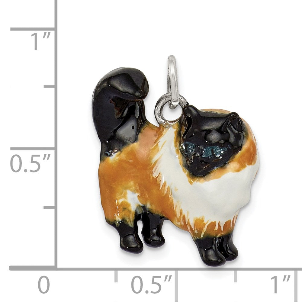 Sterlingsilber Emailliert Calico Katze Charm